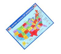 Artibetter Póster Educativo Mapa de América Laminado 50×35 Cm Resistente para Aprendizaje en Casa y Aula 2 Unidades Mapas de Estados Unidos para Niños