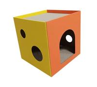 ARTIBETTER Rascador para Gatos de Sisal Vertical, Juguete para Rascar y Descansar, Tablero Cúbico 32x32x32 Cm, Color Naranja Amarillo, para Interior y Gatitos Domésticos