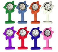Artibetter Reloj Colgante de Bolsillo para Enfermera y Médico Forma de Girasol en Silicona Púrpura, Práctico y Decorativo para Vigilancia Médica