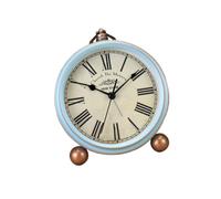 Artibetter Reloj Despertador Creativo de Metal Estilo Vintage Americano para Mesa en Casa Función de Alarma y Decoración Retro Azul