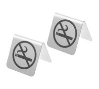 Artibetter Señal de Prohibido Fumar de Acero Inoxidable Doble Cara, Fácil de Limpiar, Color Plata, Adecuado para Banquetes y Lugares Públicos, Paquete de 2 Piezas