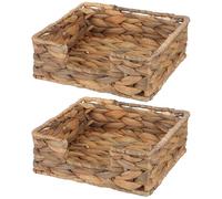 Artibetter Servilletero Decorativo Cuadrado de Junco Acuático 18x18x7 Cm, Set 2 Piezas, Cesta Tejida para Toallas de Papel en Escritorio y Baño, Soporte Organizador para Cocina y Comedor