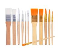 Artibetter Set de 12 Pinceles y Cerdas de Nylon Suaves para Pintura Infantil Mango de Madera Cómodos para Pintar Acuarelas y Manualidades Artísticas