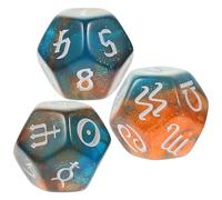 Artibetter Set de 3 Dados de Astrología de 12 Caras para Juegos de Mesa, Accesorios para Tarot Diseño de Constelaciones Zodiacales
