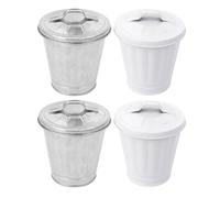 Artibetter Set de 4 Botes de Basura con Tapa de Hierro para Uso el Hogar, Fácil de Mover, Adecuado para Dormitorio Infantil y Baño