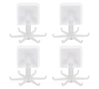 Artibetter Soporte Giratorio Multiusos para Utensilios de Cocina 4 Piezas 6 Ganchos Blancos ABS Resistente Almacenamiento Práctico para Cucharones Ollas y Sartenes Adecuado para