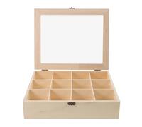 ARTIBETTER Soporte para Bolas de Secadora con Tapa, Caja de Madera Segmentada 30x30x5 Cm, Contenedor Organizador de Lavandería para Almacenaje y Protección en Lavaderos