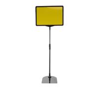 Artibetter Soporte para letreros de 8.5 x 11 pulgadas: Soporte de pie para señalización con altura ajustable de 16.7 a 27 pulgadas - Marco de apertura rápida con rotación de 360° y base para