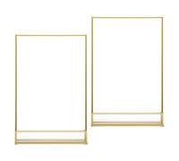 ARTIBETTER Soportes Acrílicos Triangulares Transparentes para Menús 85X11 Pulgadas Borde Dorado 2 Unidades para Exhibición de Letreros de Mesa Menús y Números en Restaurantes y Bodas