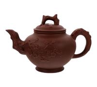 ARTIBETTER Tetera de Barro Morado Artesanal Grande para Té Kung Fu Resistente al Calor Capacidad Amplia Color Marrón Oscuro Adecuado para Té Casero y Hierbas Medicinales