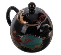 ARTIBETTER Tetera de Cerámica Esmaltada Negra Estilo Vintage Diseño de Dragón, Capacidad Media, para Preparar Té y Café en Casa o Camping, Vajilla de Té Clásica y Hervidor Portátil