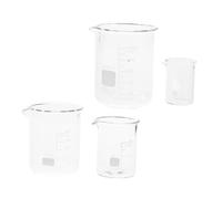 Artibetter Vaso de Precipitados de Vidrio 25ml 4 Piezas Vasos de Precipitados Graduados de Laboratorio, 10ml 50ml y 100ml, Cristal Claro, para Química y Educación