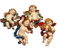 Articoli religiosi by Paben - Juego de 4 ángeles cuatro estaciones para colgar de la pared, hechos de resina, 9 cm