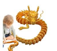 Articulated Dragon, Year of The Dragon Ornament, Gold Articulated Dragon, Unique Golden Dragon Figurine, Articulated Dragon Toy for Home Decor, School Display, and Coffee Shop Decorations