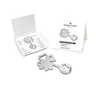 Artículo de regalo: ROMINOX Key Tool Lucky Charm, 19 funciones, llavero de trébol, amuleto de la suerte, acero inoxidable, multiherramienta con descripción de función, herramienta multifunción