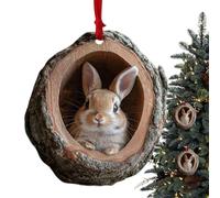 Artículo decorativo para el árbol de Navidad, colgante de animales con agujero, decoración navideña para árbol, figura acrílica plana 2D, colgante para vacaciones, estilo rústico, decoración de jardín