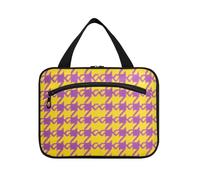 Artículos de aseo de tamaño colgante para hombre con gancho, diseño de pata de gallo, color morado y amarillo, bolsas de aseo plegables para mujer, imprescindibles para viajar, bolso de mano para