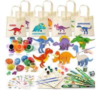 Artículos de Fiesta Dinosaurio, Regalos Cumpleaños Infantiles con Kit de Manualidades de Madera, Bolsas de Tela, Huevos Dino, Pulseras de Chasquido, Sellos y Tatuajes Temporales, Relleno de Piñata Det