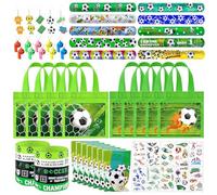 Artículos de Fiesta Fútbol Cumpleaños Niños, 70pcs Piñata Futbol Regalos para Niños Futbolistas, Regalo de Cumpleaños Niño con Pulsera de Silicona, Fútbol Llavero, Bolsas con Cordón de Fútbol
