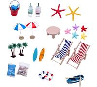 Artículos en Miniatura de Playa | Decoraciones DIY Escena Playera para Casa Muñecas - Decoración Mini con temática Playera,para hogar apartamento Escritorio Vitrina habitación Infantil