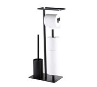 Artículos Esenciales para el hogar, toallero de pie con escobillero y Estante, Organizador de baño 3 en 1 con Base Resistente y Pesada para Rollos de