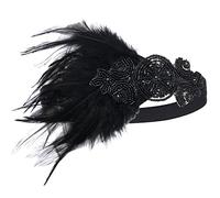 ArtiDeco 1920 Diadema de Pluma con Cuentas Cinta para el Pelo con Cristal Vintage Años 20 Flapper Pelo Banda de Pluma Disfraz Gatsby Accesorio