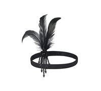 ArtiDeco 1920 Diadema de Pluma con Cuentas Cinta para el Pelo con Cristal Vintage Años 20 Flapper Pelo Banda de Pluma Disfraz Gatsby Accesorio