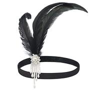 ArtiDeco 1920 Diadema de Pluma con Cuentas Cinta para el Pelo con Cristal Vintage Años 20 Flapper Pelo Banda de Pluma Disfraz Gatsby Accesorio