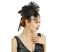 ArtiDeco 1920 Diadema de Pluma de Pavo Real Cinta para el Pelo con Cristal Vintage Años 20 Flapper Pelo Banda de Pluma Disfraz Gatsby Accesorio