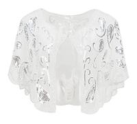 ArtiDeco - Chal de los años 20 para vestidos de noche, estola para bodas, mantón para fiestas o disfraces Blanco Talla única