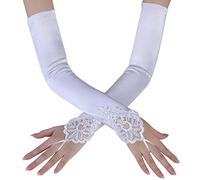 ArtiDeco Guantes de Satén Mujer Vintage Guantes hasta los Codos Novia Accesorios Guantes Largos para Boda Fiesta Disfraz Accesorios