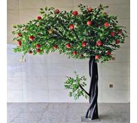 Artificial Apple Tree, Large Fake Fruit Asymmetrical Curved Freestanding Simulation Plant for Living Room Mall Wedding Indoor Floor Decor(3M)