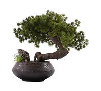 Artificial Bonsai Pine Tree Black Ceramic Pot Indoor Decor
