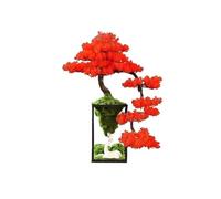 Artificial Bonsai Tree, Iron Frame Cypress, Multicolor For Home(Red)