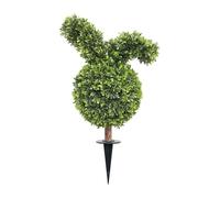 Artificial Boxwood Tree - 28 Inch Bunny Shape Topiary Plant, Realistic Decorative Greenery Stake | Faux Garden Accent for Planter Indoor Yard Patio Lawn Easter Spring Decoration Outdoor Decor Accent