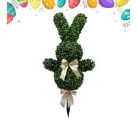 Artificial Bunny Shaped Tree, Realistic Greenery Animal Ornament, UV Resistant Faux Rabbit Topiary With White Bow, Outdoor Garden Lawn Porch Decoration Spring Winter Christmas Patio Yard Display