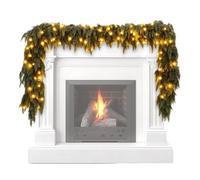 Artificial Christmas Garland - 9ft Green Cypress Foliage, Real Looking Holiday Decoration, Thick Full Branches with 90 LED String Lights | Lighted Greenery Lights for Fireplace Entryway Winter Party