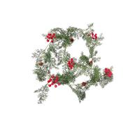 Artificial Christmas Garland, Realistic Pine & Cedar with Decorative Red Berries for Indoor Outdoor Decoration, Battery Operated Lights 2M Long