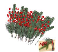 Artificial Christmas Greenery Pine Needles - 60 piezas de plantas artificiales para manualidades | Espuma y PVC Pin Branch Greenery Stems Pines de Pino - para porches al aire libre Fireplaces Front