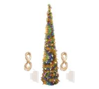 Artificial Christmas Trees, Glitter Faux Tree with LED Colorful Lights, 5Ft Realistic Plants Decoration, Festive and Eye-Catching Design, Perfect for Porch, Indoor, Outdoor, Tabletop, Desktop