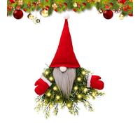 Artificial Christmas Wreath - Gnome Christmas Door Wreath, Wreatsh With Led Lights Home Decor, Gnome Winter Wreaths Holiday Decor For Indoor Window Fireplace Shelf Bedroom Living Room Garden Yard
