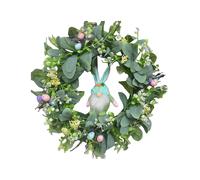 Artificial Easter Wreath Simulated Bird Egg Garland Spring Easter Colorful Green Leaf Wreath for Front Door with Easter Decorations