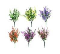Artificial Fake Flowers 6 Packs of 6 Colors Outdoor UV Resistant Greenery Shrubs Plants Indoor Outdo