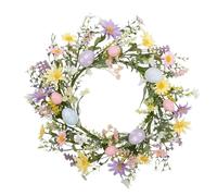 Artificial Flower Easter Wreath - Mixed Twigs Door Wreath for Living Room | Multi Colored Floral Accents with Speckled Decorative Pods & Rustic Base for Mantel, Window, Garden and Patio