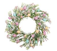 Artificial Flower Easter Wreath - Mixed Twigs Door Wreath for Living Room | Multi Colored Floral Accents with Speckled Decorative Pods & Rustic Base for Mantel, Window, Garden and Patio