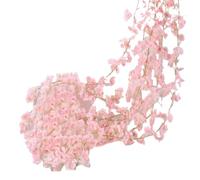 Artificial Flower Garland Vines, Artificial Cherry Hangable Flowers Vines, Silk Flower Beautiful Fake Plants Arrangement Decoration, Perfect for Home, Wedding, Party Arch and Bedroom Decor