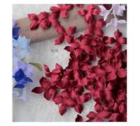 Artificial Flower Petals 3cm Petal Fake Wedding Homedecor DIY Scrapbook Card Craft Satin Applique 100pcs(Wind red)