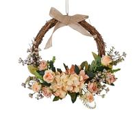 Artificial Flower Spring Wreath - 18" Colorful Summer Garland with Natural Rattan Base | Front Door Welcome Decor For Wall & Window, Floral Easter & Seasonal Outdoor Ornament