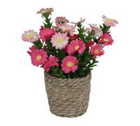 Artificial Flowers Potted - Decorative Faux Plants, Home Table Decor, Silk Flower Arrangement, Interior Vase Centerpiece, Living Room Desk Accent, Tabletop Ornament, Rattan Pot Bonsai Display