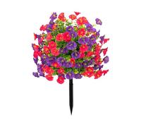 Artificial Flowers With Ground Stakes, UV Resistant Faux Plants For Outdoor